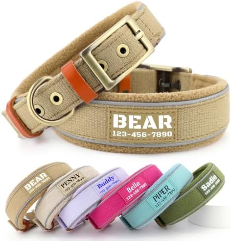 Personalized Dog Collars with Name and Phone Number, Durable Metal Buckle, Soft Neoprene Padded Reflective Nylon Collar for Large Medium and Small Dogs (Premium Version)