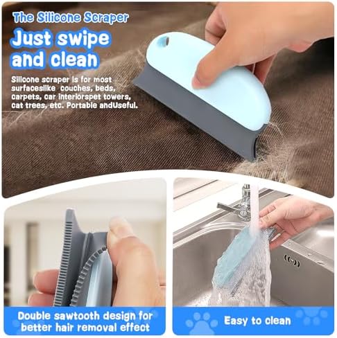 Pet Hair Removal Tool: Dog Cat Hair Remover - Reusable Pet HairRemover with Laundry Pet Hair Catcher - Portable Carpet Rake ScrapeRemoval Tool for Rugs Car Mats Couch Furniture