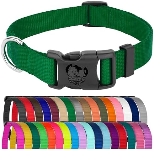 Country Brook Petz - Everyday Nylon Dog Collar for Large, Medium, and Small Dogs and Puppies - for Everyday Use in 30+ Colors (Medium, 3/4 Inch Wide, Christmas Green)