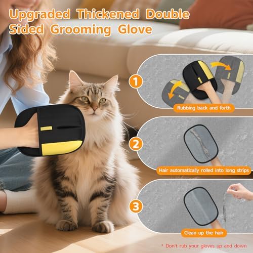 Pet Hair Remover - 2025 New Electrostatic Magic Brush Pet Hair Remover Glove, Reusable Cat & Dog Hair Remover Tool for Clothing, Couch, Furniture, Carpet, Car Seat, Cat Grooming Glove, 2 PCS