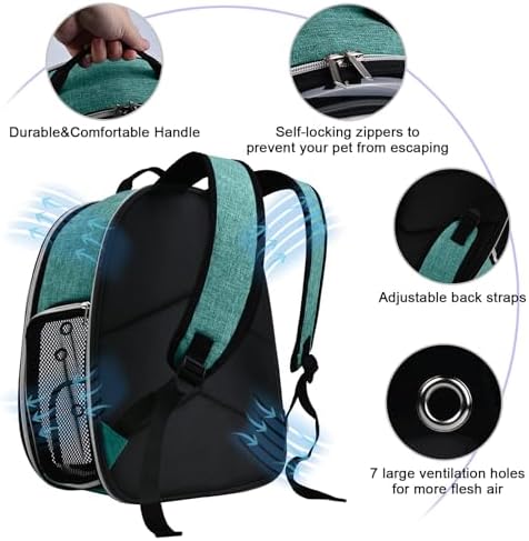 BAGLHER Cat Carrier Backpack Bubble - Fit Up to 18 Lbs - Airline-Approved Dog Backpack Carrier for Small Pets Puppies Dogs Bunny, Space Capsule Dog Carrier Backpack for Travel Outdoor Hiking, Green