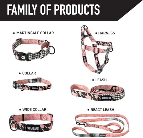 Wolfgang Heavy Duty, Adjustable Dog Collar with Quick Release Nylon Buckle for Walking & Training, HoundsPink Print, Small