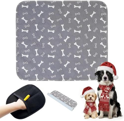 Puppy Pee Pads with Pheromones, Washable Puppy Training Pads for Dogs Reusable Puppy Potty Pads for Dogs and Cats(with Pet Hair Removal Gloves)