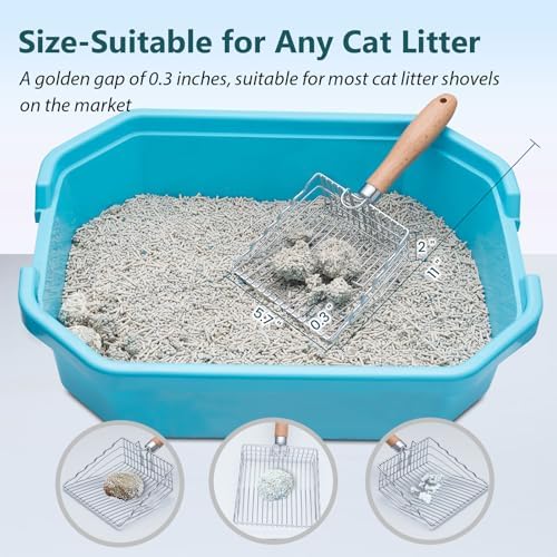 Metal Cat Litter Scoop, Heavy Duty Kitty Litter Sifter Scooper, Short