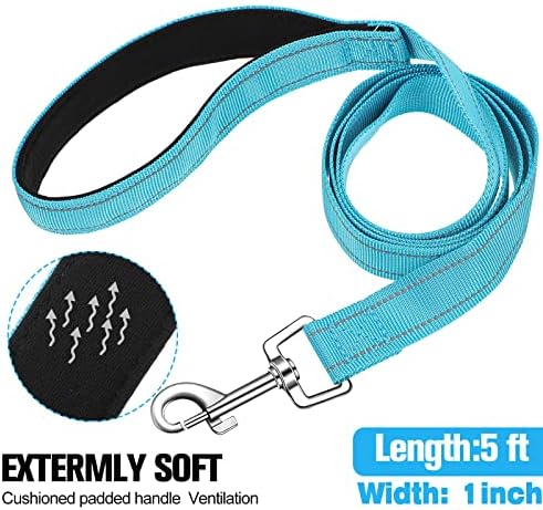 6 Pack Dog Leashes for Large Dogs, Reflective Nylon, Padded Handle, 5 ft