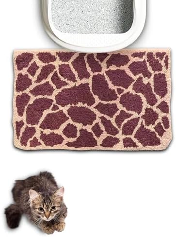 Lukamoo® Cute Cat Litter Mat (30’’x20’’), Extra-Large/XL, for Kitty Litter (Giraffe Grid)