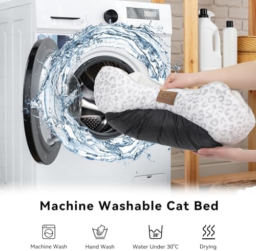 Zerbuger 20in White Leopard Rectangle Cat Dog Bed Machine Washable Sofa