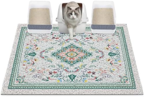 Glittme Cat Litter Mat, 40"x30" Non-Slip Washable Trapping Mat for Cats
