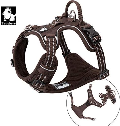 WINHYEPET True Love No Pull Dog Harness Extra Reflective Pet Harness for Small Medium Large Dogs Adjustbale for Running Walking Padded Soft Mesh Vest Easy Control TLH56512(Brown,S)