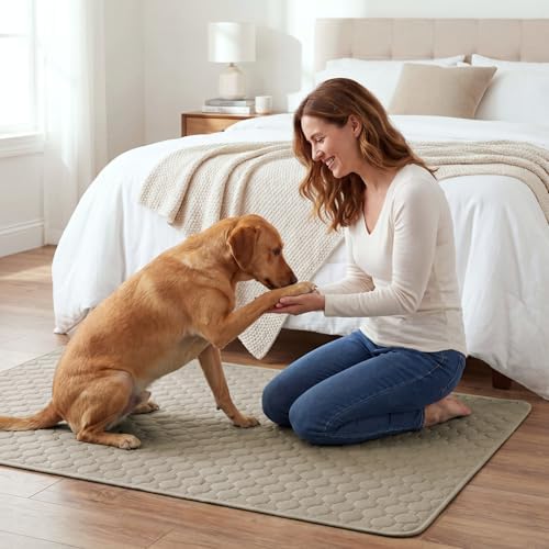 H.VERSAILTEX Premium Washable Pee Pads for Dogs 1 Pack Super Absorbent 100% Waterproof Reusable Non-Slip Quilted Puppy Training Pads for Crate Playpen Whelping & Potty Training(72"x72", Beige)