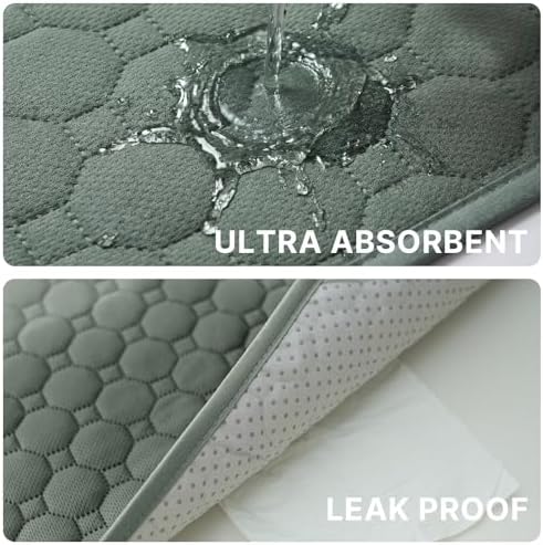 H.VERSAILTEX Premium Washable Pee Pads for Dogs 2 Pack Super Absorbent 100% Waterproof Reusable Non-Slip Quilted Puppy Training Pads for Crate Playpen Whelping & Potty Training(36"x36", Sage)