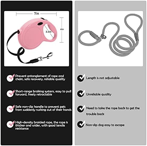 Automatic Retractable Dog Leash,16-Foot High-Density Braided Rope Upgraded Version Buckle Lock,One-Hand Pause,Lock Suitable for Small and Medium Sized Dogs Pink Dog Leash Retractable,