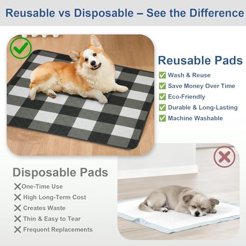 Washable Pee Pads for Dogs(1-Pack, 72"x72"),Absorbent & Leakproof Reusable Training Dog Pads Non-Slip Puppy Pads Incontinence Bed Pads for Crates, Whelping, Playpen, Bed and Floors