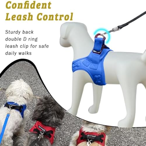 Comfort Fit Dog Harness Step in No Pull Harness for Medium Small Sized Dogs Soft Padded No Escape Harness Adjustable Easy Buckle with Leash Attachment D-Ring Extra Comfort Inside Velvet Plush S Blue