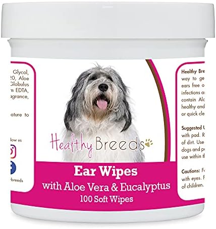 Healthy Breeds Polish Lowland Sheepdog Ear Cleaning Wipes with Aloe & Eucalyptus for Dogs 100 Count