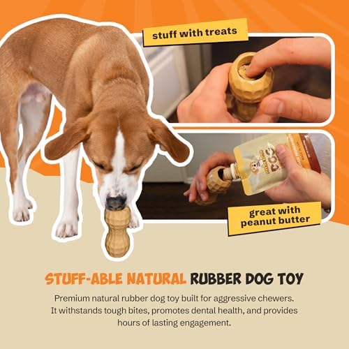 Poochie Butter Natural Peanut Butter Dog Treat Toy - Fillable Chew for Dogs