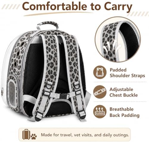 Expandable Cat Carrier Backpack with Bubble Window, Black and White