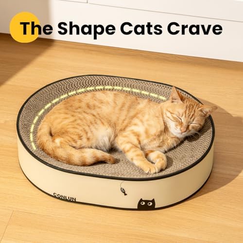 Conlun Oval Cat Scratcher Bed | Scratching Bowl Lounge for Cats | Large