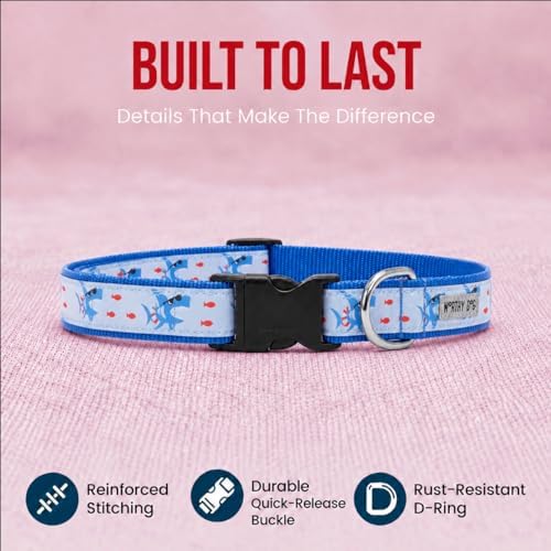 THE WORTHY DOG Summer Print, Adjustable Dog Collar, Small Dogs, Sharkuterie