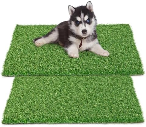 30 x 20 inches 2 Pack Fake Grass Pee for Dogs Artificial Grass Rug Pad for Puppy Potty Washable Grass Mat for Pet Training with Drainage Hole