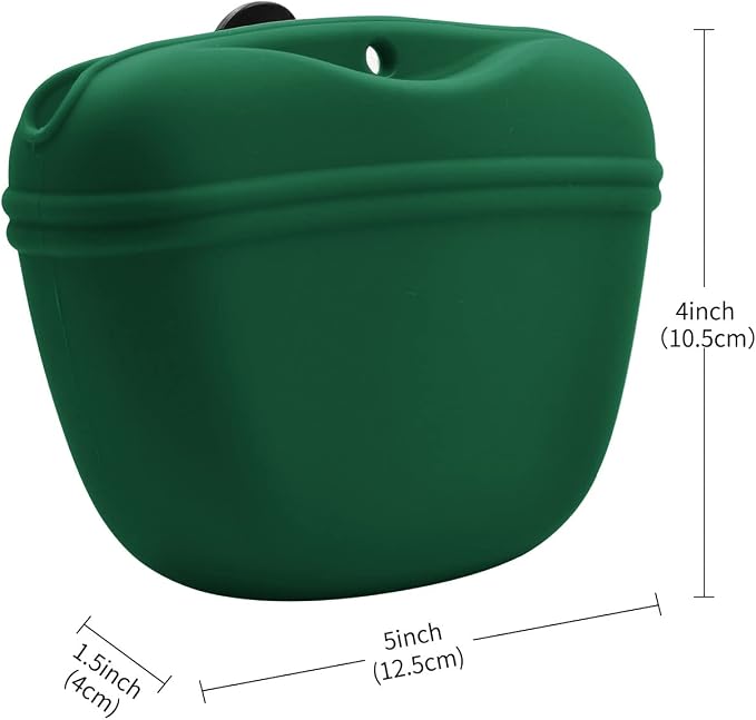 AUDWUD Silicone Dog Treat Pouch with Clicker Magnetic Closure Secure Clip | Upgraded clip keeps your treat pouch secure during training.Magnetic closure allows fast one hand access.Includes dog click