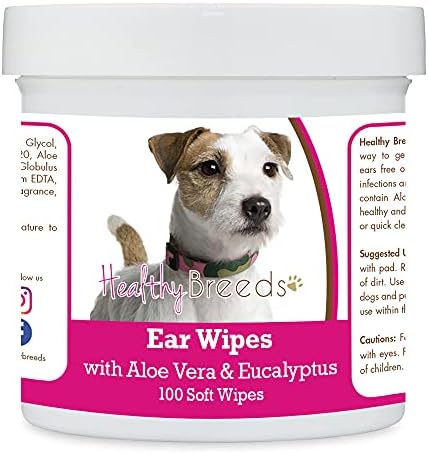 Healthy Breeds Parson Russell Terrier Ear Cleaning Wipes with Aloe & Eucalyptus for Dogs 100 Count