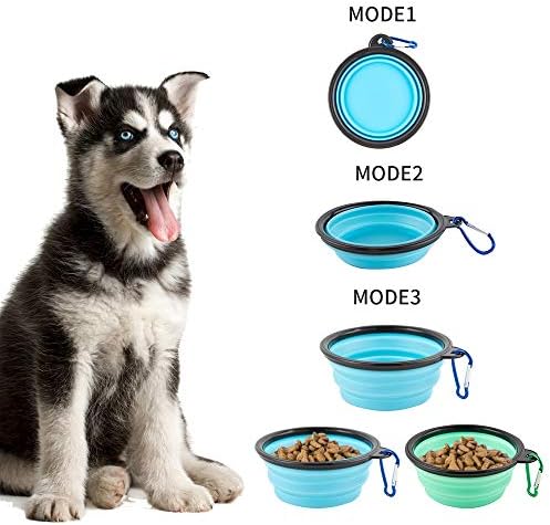 Collapsible Dog Bowls, Travel Dog Cat Water Bowl Portable Foldable Food Dishes with Carabiner Clip for Traveling, Hiking, Walking (Pack of 5)