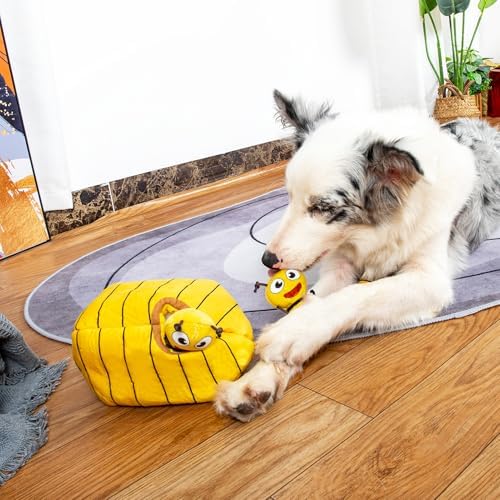 Hollypet Squeaky Hide and Seek Dog Toys for Small and Medium Dogs, Bees