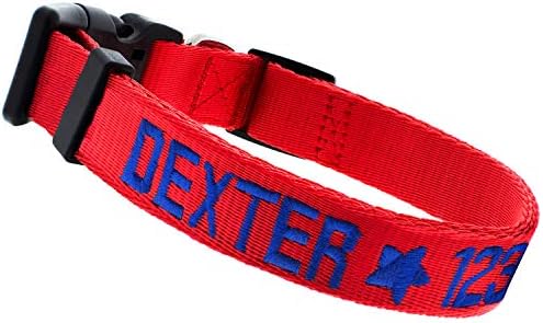Embroidered Dog Collars Personalized, Custom Collar w Text and Phone Number | 3 Adjustable Sizes - 8 Colors | - Safe&Secure Pet Collars with ID, Pet Name for Boy, Girl Dogs, Puppy