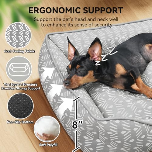 Zerbuger 25in Grey Pattern Rectangle Cat Dog Bed Machine Washable Sofa
