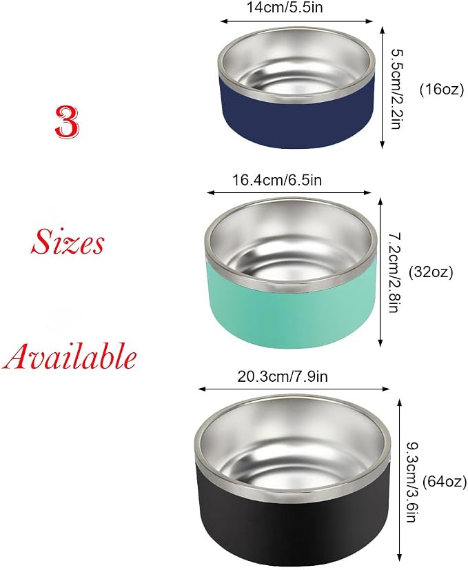 Personalized Cat Dog Bowl with Name Custom Stainless Steel Pet Bowls Customized Non Slip Durable Engraved Double Layer Reinforcement Cat Water Food Bowl for Pet's Present 64 oz.