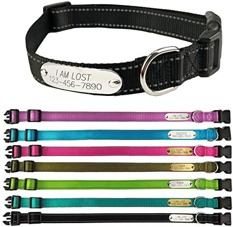 SINYUDUN Personalized Reflective Dog Collars with Customized ID Tags