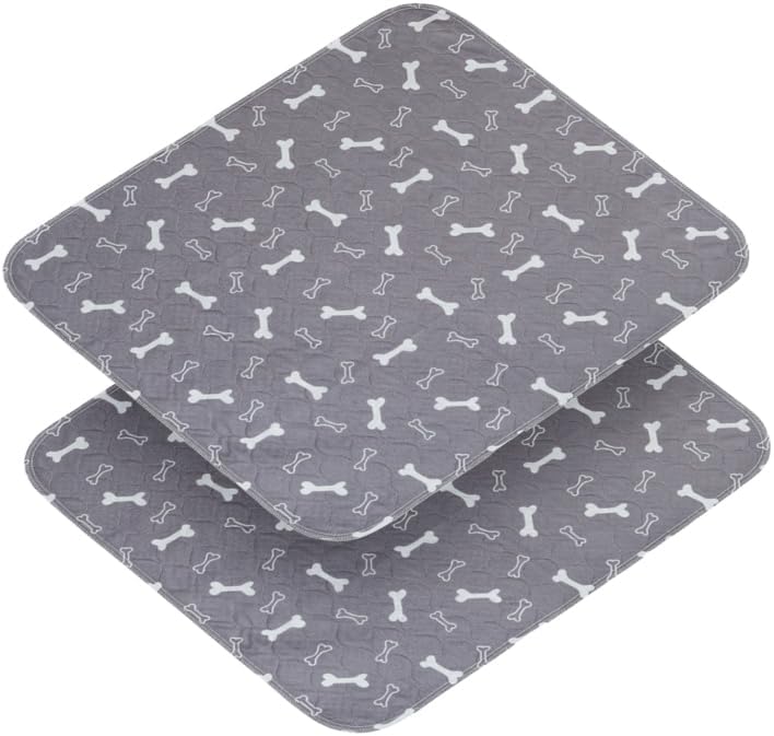 2 Pack 34"x36" Washable Pee Pads for Dogs, Super Absorbent Reusable Training Dog Pads with Bone Print, Non-Slip Potty Pads for Whelping, Playpen, Crate, Bed