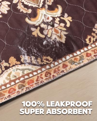 Washable Pee Pads for Dogs 36" x 36" - 2 Pack, Brown, Stylish Reusable Puppy Training Pads - 100% Waterproof & Leak-Proof & Non-Slip, Potty Pads for Whelping, Crate, Floor