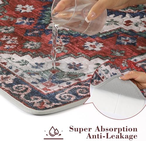 Washable Pee Pads for Dogs, 2 Pack Reusable Puppy Pads Absorbent Training Pads for Dogs Waterproof Dog Mat Non-Slip Whelping Pet Mat (Red/Rhombus, 36“×24”-2Pack)