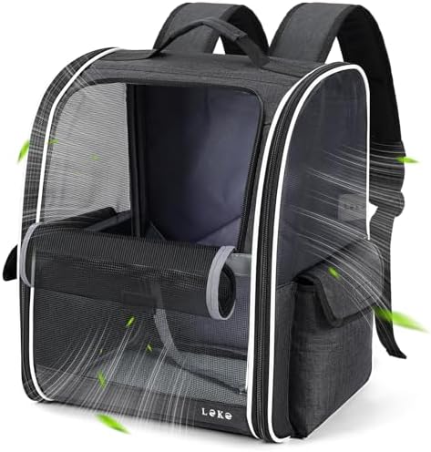 Lekereise Dog Carrier Backpack for Small Medium Dogs Cats up to 18 lbs, Breathable Pet Backpack Carrier with 3 Entrances, Collapsible Cat Backpack Carrier, Travel Hiking Puppy Backpack