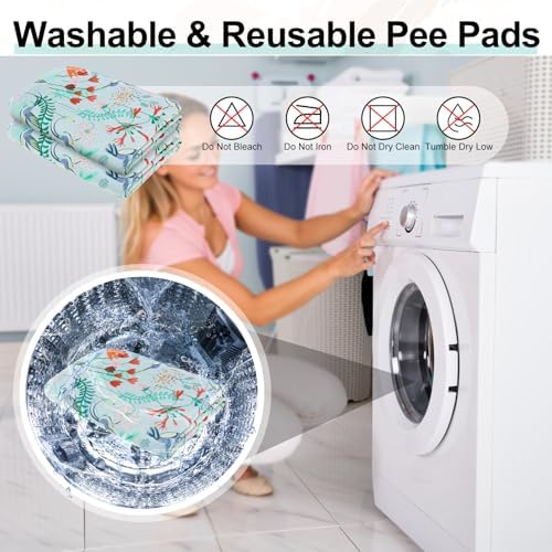 BEAUTYZOO 2 Pack Washable Pee Pads for Dogs,Reusable Puppy Pad 24x36 Floral