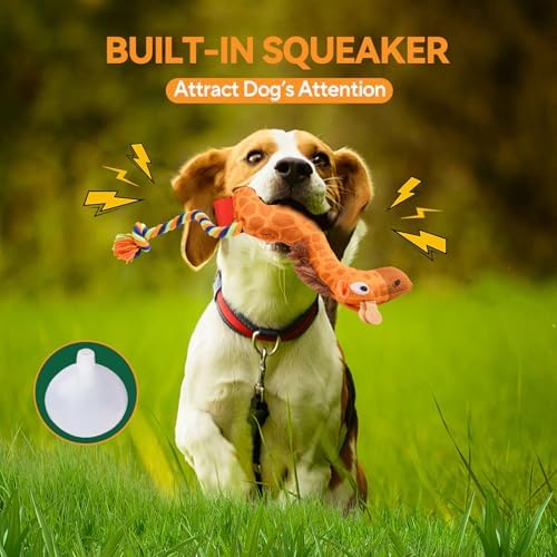 AUSCAT Plush Dog Rope Toy, Durable Squeaky Dog Toys for Puppy Small Medium Dogs (Not for Aggressive Chewers), Giraffe