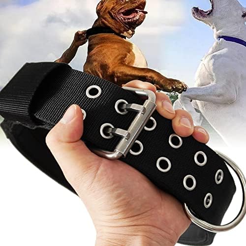 Large Dog Collar Heavy Duty - 2 inch Wide with Handle for Extra Large Breed Dogs, 1/3" Thick Nylon Chew Proof Tactical Collar, Good Choice for German Shepherd,Pitbull,Rottweiler,Black,17-22 in