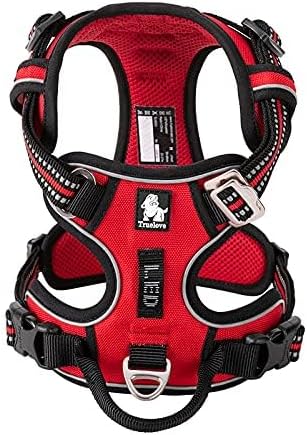 WINHYEPET True Love No Pull Dog Harness Extra Reflective Pet Harness for Small Medium Large Dogs Adjustbale for Running Walking Padded Soft Mesh Vest Easy Control TLH56512(Red,M)