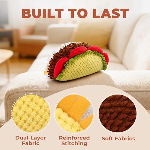 PrimePets Plush Taco Dog Toy, Dog Squeaky Toys for Small Medium Large Dogs