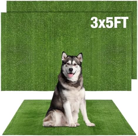 GLOBREEN Replacement Fake Grass Pee Pads for Dogs Potty, 2 Pack 3'x5' Turf