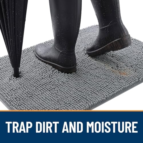 OLANLY Dog Door Mat for Muddy Paws 54x24, Super Absorbent Chenille Mud Mat
