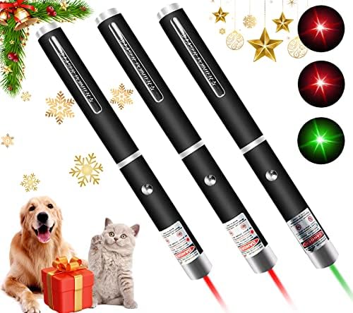 MEUSNO 3 Pack Cat Laser Pointer Toy, Red Green Cat Laser Pointer for Cats Dogs Indoor Chaser Cats Dog Pet Laser Toy Laser Light Pointer, Small Laser Pet Toy Geese Deterrent
