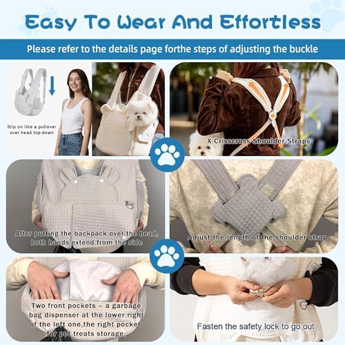 Carry Small Dogs and Cats for Versatile Pocket Portable Pet Front Backpack ，Reducing Back Pain, for outings,Travel, cat Sling Carrier,Grey
