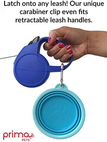 Prima Pet Collapsible Silicone Water Travel Bowl with Clip for Dog and Cat, Portable and Durable Pop-up Feeder for Convenient On-the-go Feeding - Size: Small (1.5 Cups) Grey