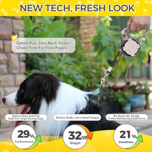 10 ft Retractable Dog Leash, Transparent Design, Up to 26 lbs
