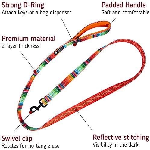 Leash Boss 6ft Dog Leash | Ultra Comfort Double-Thick Soft Padded Handle | Reflective Leash for Large Dogs, Medium Dogs | Heavy Duty Leash for Large Breed Dogs | Nylon Leash for Small Dogs/Puppies