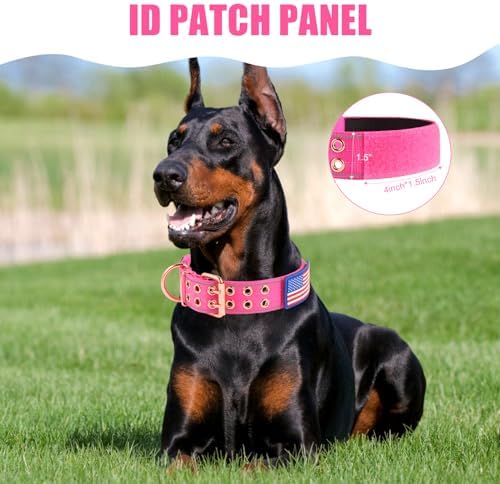 Heavy Duty Dog Collar for Medium Large Dogs,Pink,Large