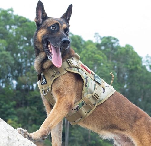 OneTigris Tactical Dog Harness with Handle Adjustable for Medium Large Dogs